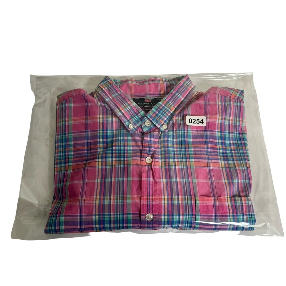 Vineyard Vines Mens XXL Slim Fit Murray Shirt Pink Blue Plaid Cotton 1W1997